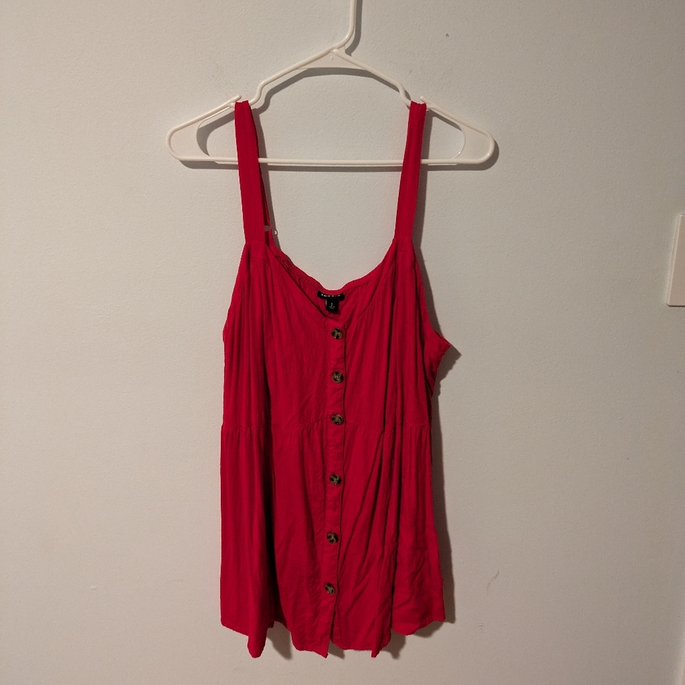 Torrid Magenta Fit & Flare Lace-Up Back Button-Front Tank Size 2X